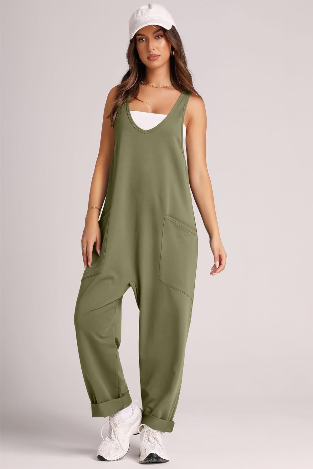 Women's Jumpsuit with Pockets and Stretch Fabric