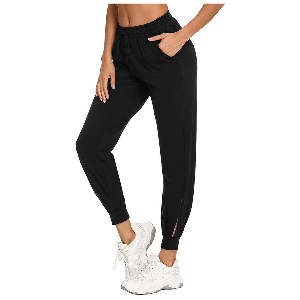 Women's Comfortable Athletic Pants with Elastic Waist and Side Pockets