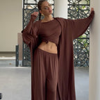 Women's Loungewear Combination with Wide-Cut Top and Wide Pants