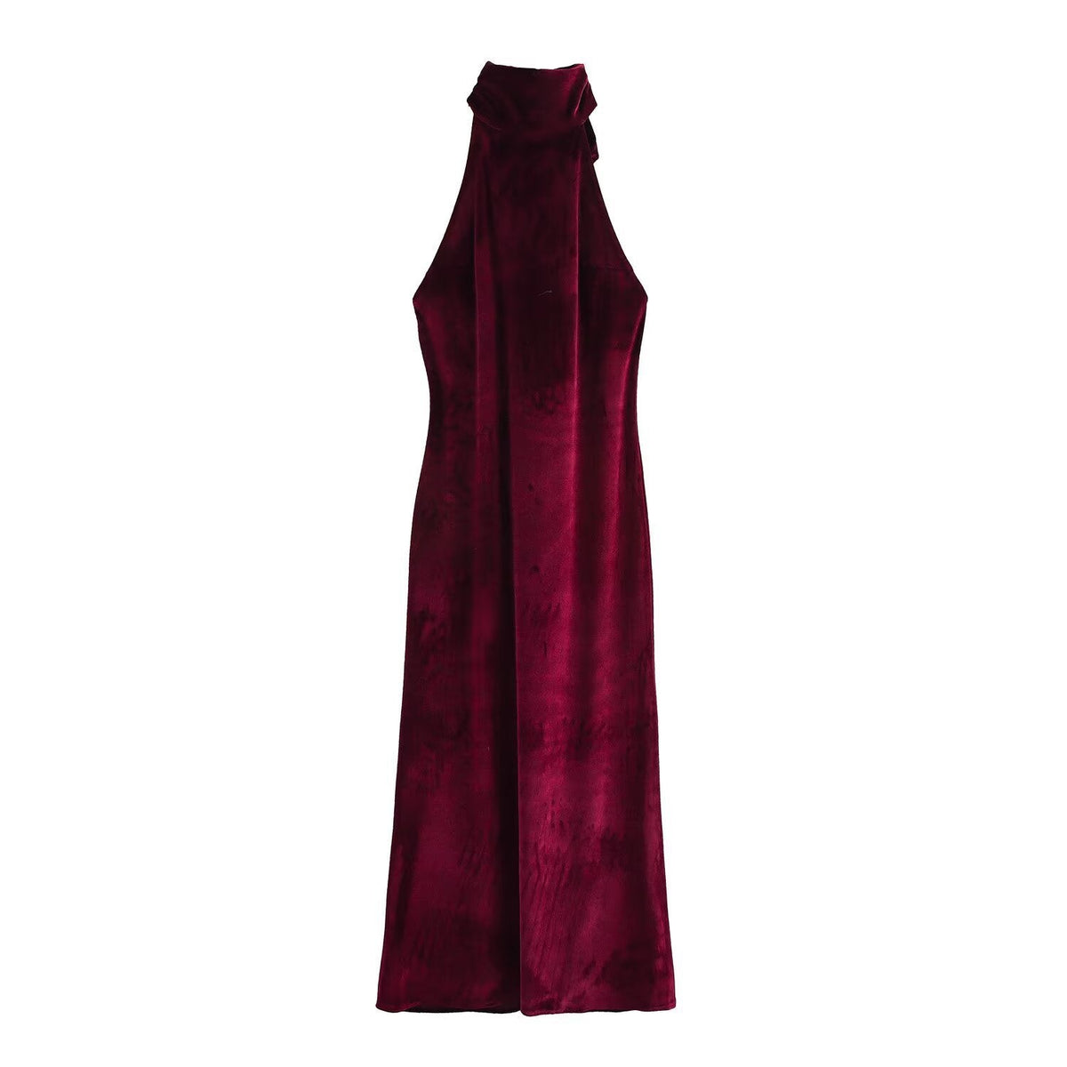 Women's Evening Dress with High Collar and Flowing Cut