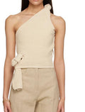 Women's Asymmetrical Knit Top with Decorative Knot