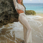 Women's Crochet Set with Asymmetrical Cut and Fashionable Openwork