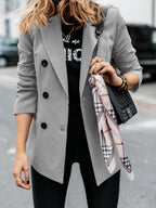 Women's Elegant Tailored Blazer with Double-Breasted Button Closure
