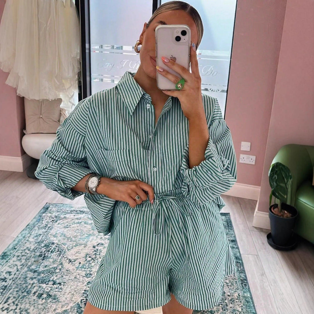 Women's Long-Sleeve Striped Shirt with Pocket