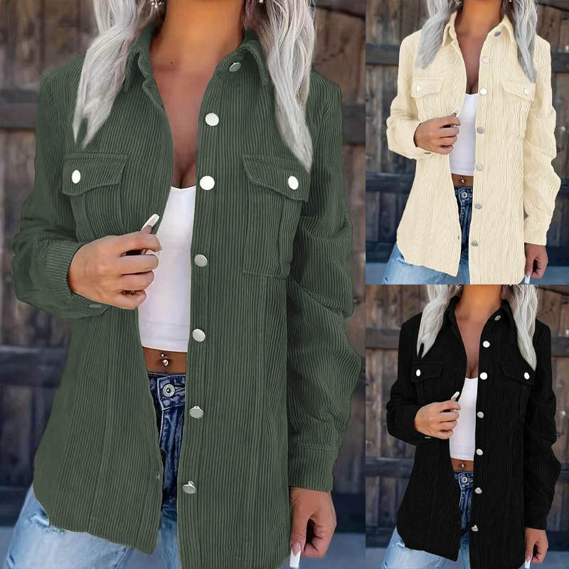 Women's Casual Textured Shirt Jacket with Pockets