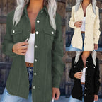 Women's Casual Textured Shirt Jacket with Pockets