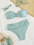 Women's Bandeau Bikini with Knot Design and Sculpting Bottom
