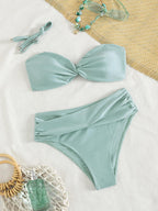 Women's Bandeau Bikini with Knot Design and Sculpting Bottom