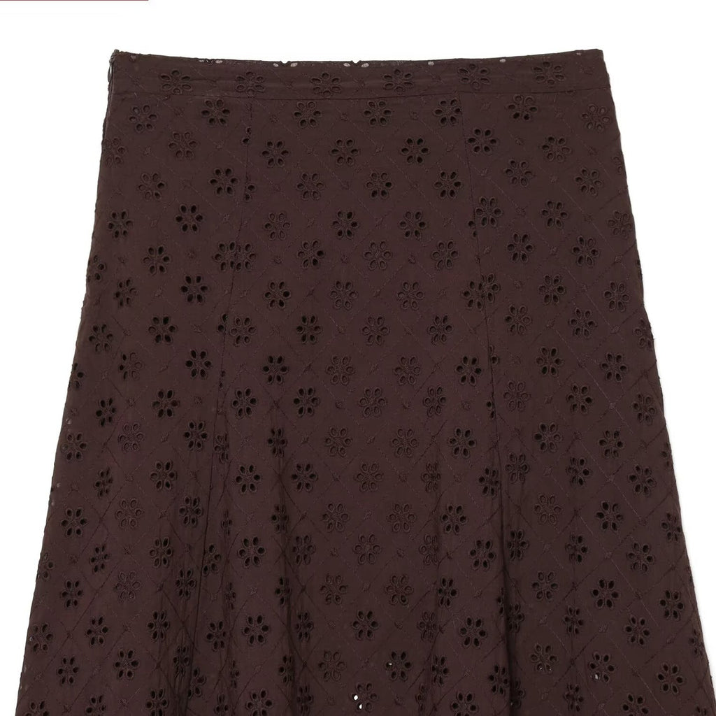 Women's Midi Skirt with Fine Eyelet Embroidery