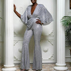 Women's Glamorous Sequin Jumpsuit with Wide Leg