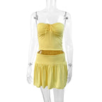 Women's Fashionable Crop Top with Skirt and Ruffles