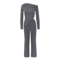 Long Sleeve Asymmetric Neckline Jumpsuit