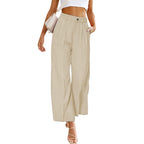 Women's Elegant Wide-Leg Pants with High-Waisted Pleats