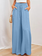 Women's Maxi Skirt with Elastic Waistband and Side Pockets