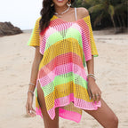 Women's Airy Mesh Beach Cover-Up with V-Neck