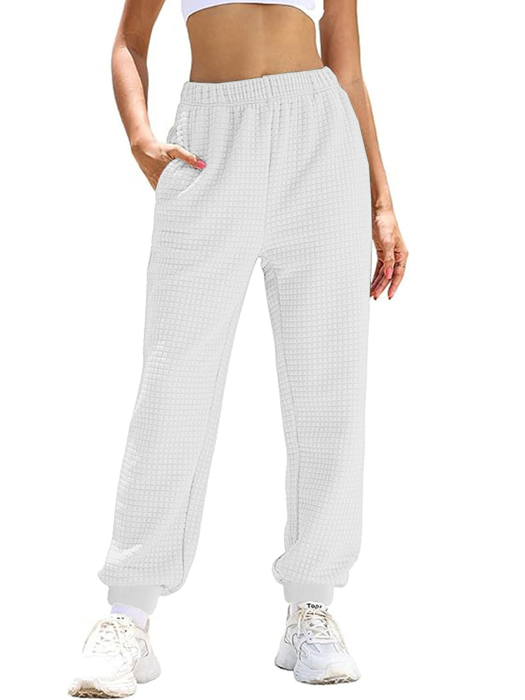 Women's Casual Pants with Elastic Waist and Practical Pockets