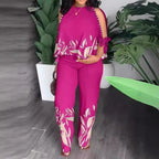 Women's Summer Outfit with Floral Design and Off-Shoulder Top