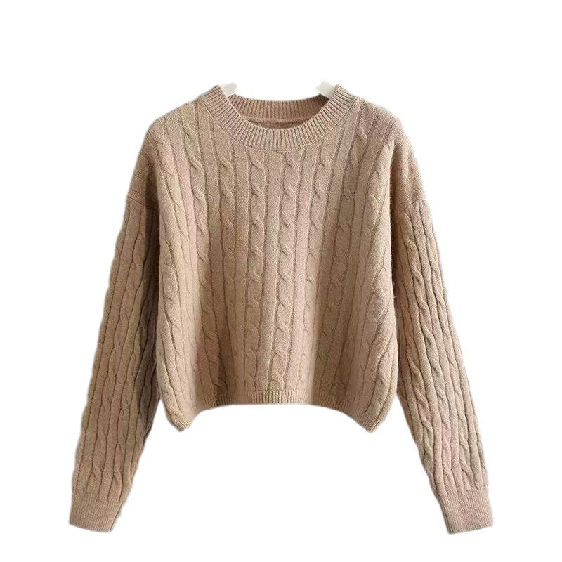 Women's Chunky Knit Sweater with Textured Pattern and Relaxed Fit