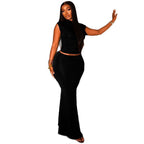 Women's Elegant Wrap Top and Form-Fitting Maxi Skirt Combination