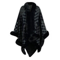Women's Knit Poncho with Faux Fur Trim