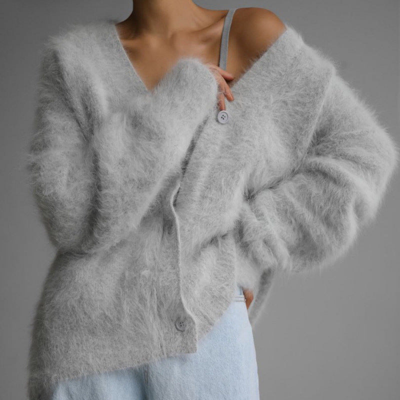 Women's Fluffy Long-Sleeve Cardigan