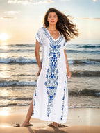 Women's Elegant Beach Cover-Up with Delicate Embroidery