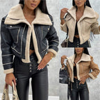 Women's Biker Jacket with Sherpa Lining