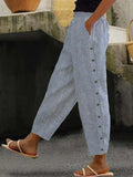 Women's High-Waisted Casual Trousers with Straight Leg and Buttons