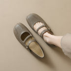 Women's Leather Ballet Flats with Elegant Buckle