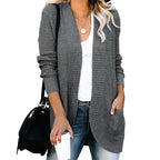 Women's Casual Knit Coat with Pockets and Open Front