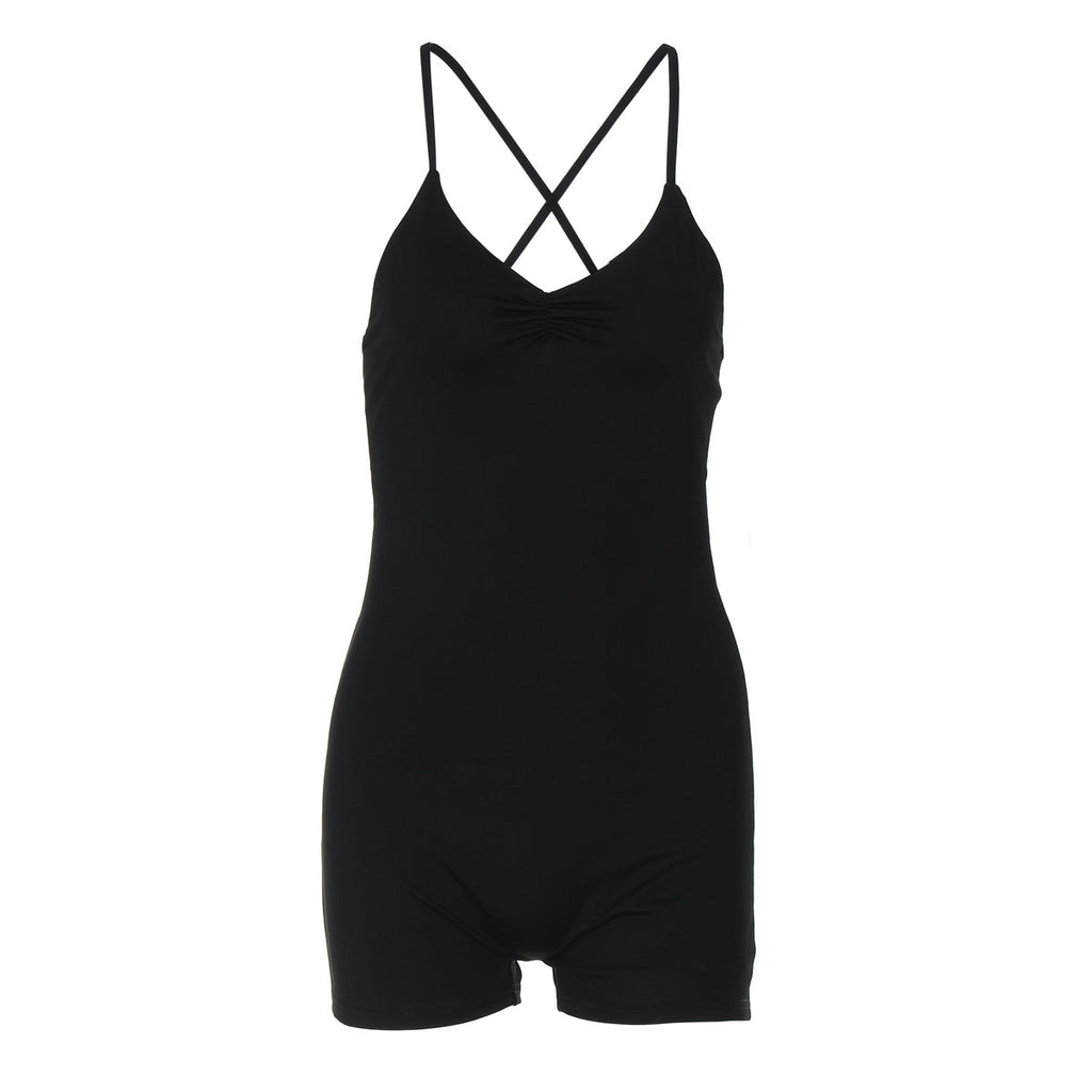 Women's Bodycon Bodysuit with Criss-Cross Straps