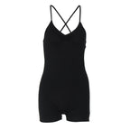 Women's Bodycon Bodysuit with Criss-Cross Straps