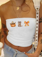 Women's Bandeau Top with Ghost Motif