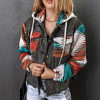 Women's Denim Jacket in Casual Boho Style with Hood