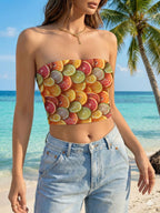 Women's Floral Bird Print Bandeau Top