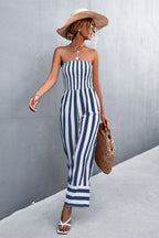 Women's Jumpsuit with Striped Top and Wide Leg