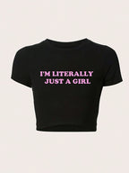 Women's Cropped T-Shirt with Cherry Print