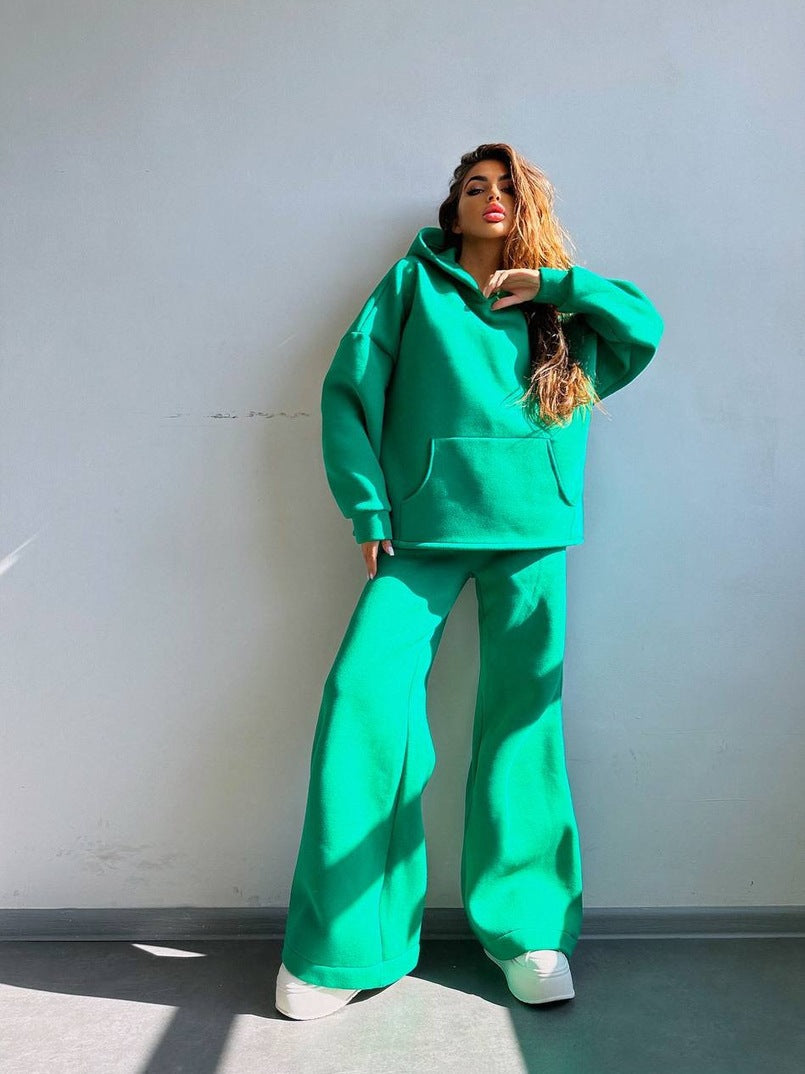 Women's Oversized Hoodie and Wide Leg Leisure Pants