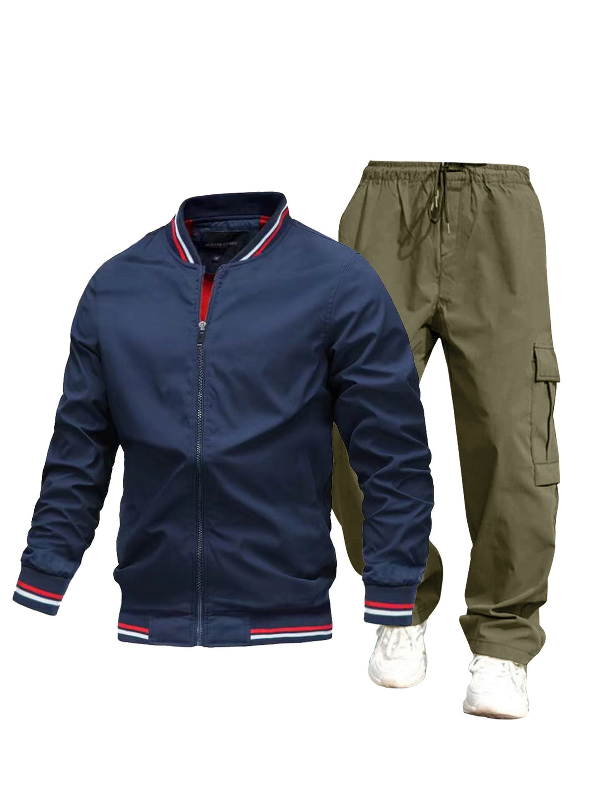 Men's sporty jacket and cargo pants set