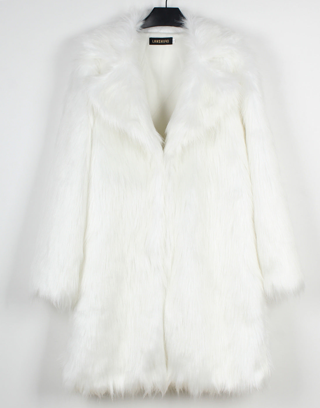 Women's Luxury Faux Fur Coat with Wide Lapel