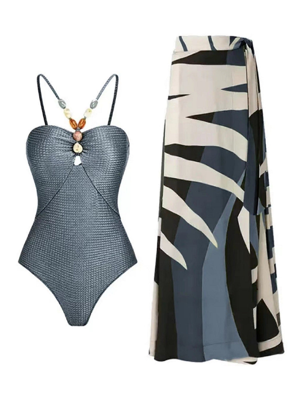 Women's Swimsuit with Trendy Cut-Out and Elegant Wrap Skirt