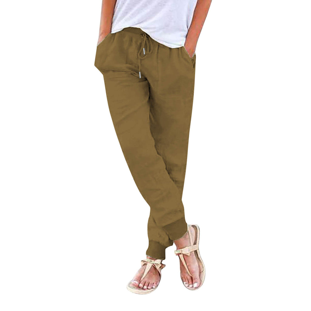 Women's Comfortable Casual Pants with Elastic Waist and Practical Pockets