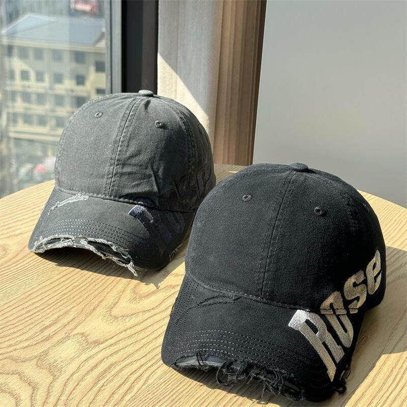 Men's Distressed Cotton Baseball Cap