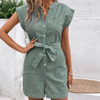 Women's Short Jumpsuit with Fashionable Stripes