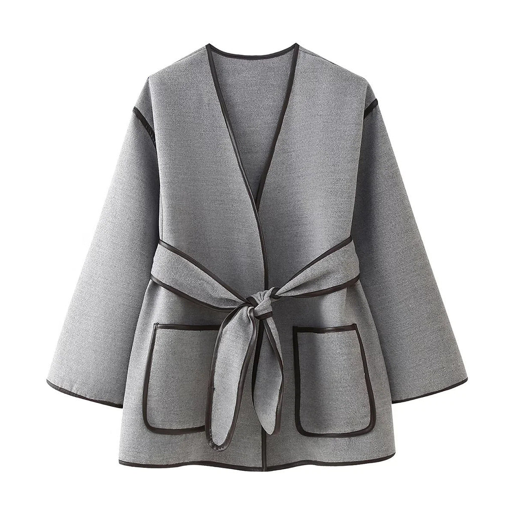 Women's Elegant Wrap Jacket with Pockets