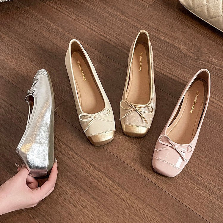 Women's Patent Leather Ballet Flats with Comfortable Wedge Sole