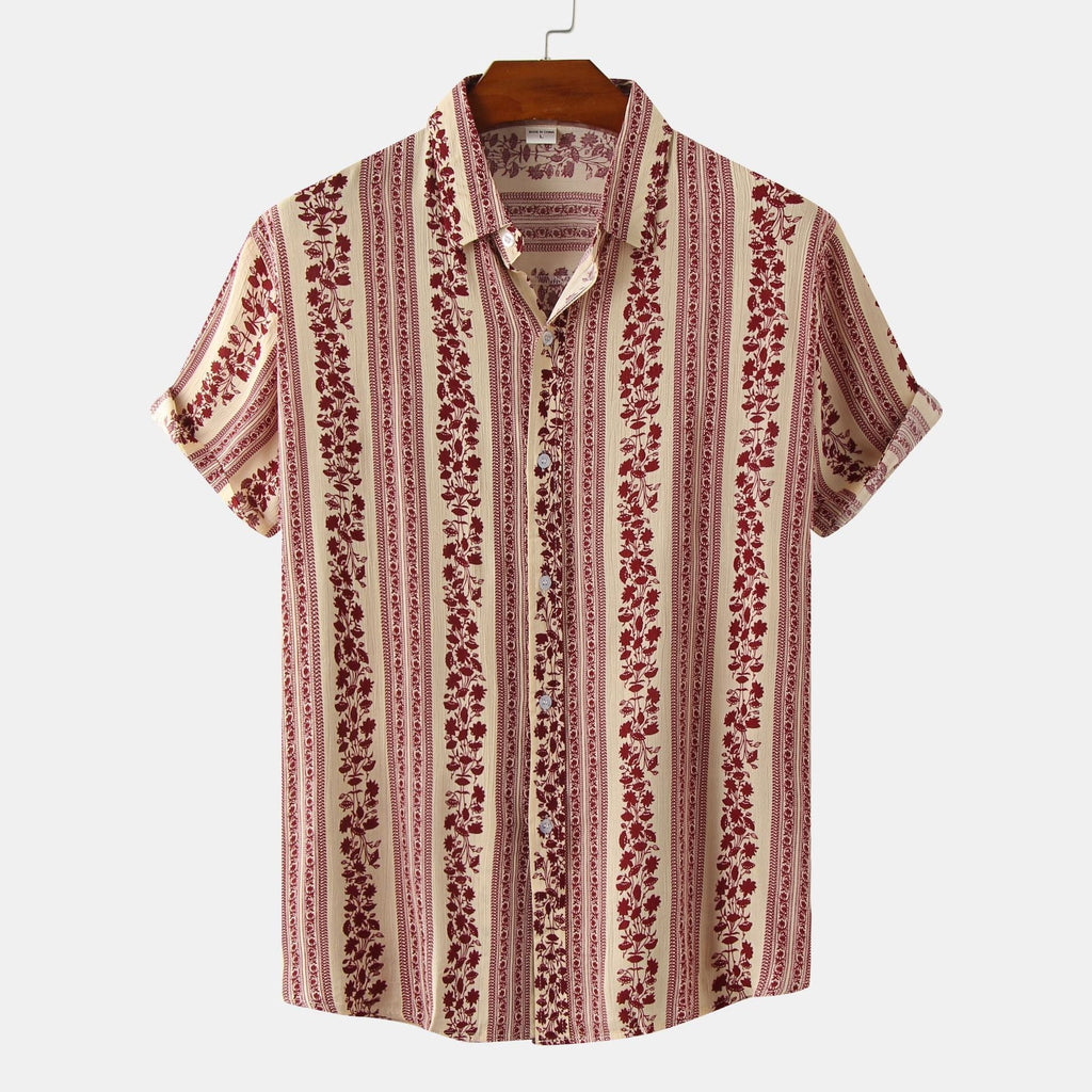 Women's Short-Sleeve Shirt with Floral Patterns