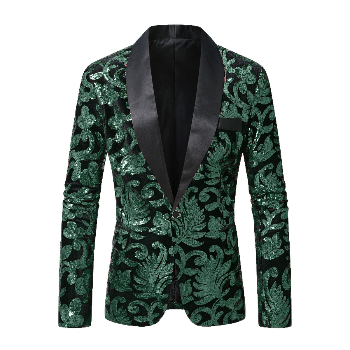 Elegant Sequin Blazer with Floral Design