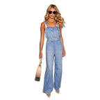 Women's Casual Wide-Cut Denim Overalls