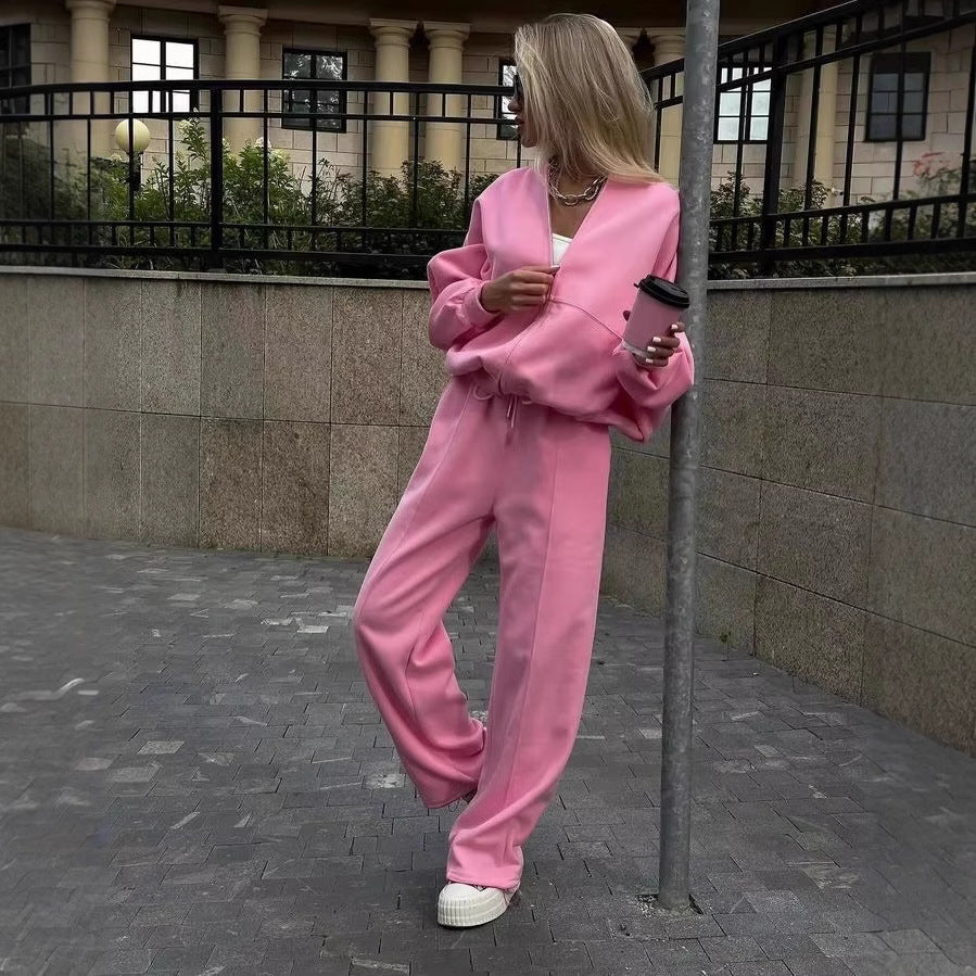 Women's Cropped Hoodie with Half-Zip and High-Waist Joggers